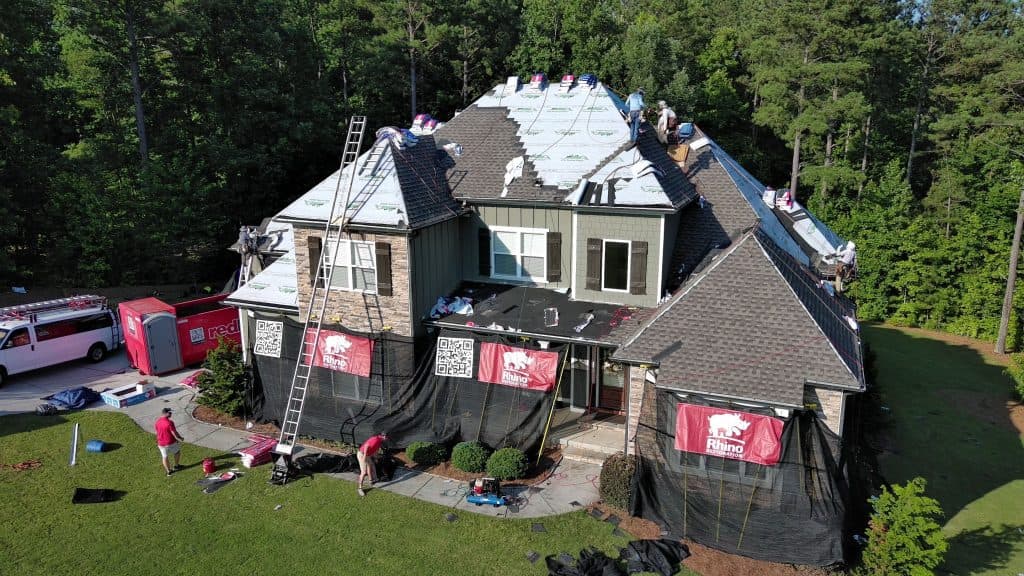 Rhino Restoration crew completing a carefully supervised roof installation in Georgia